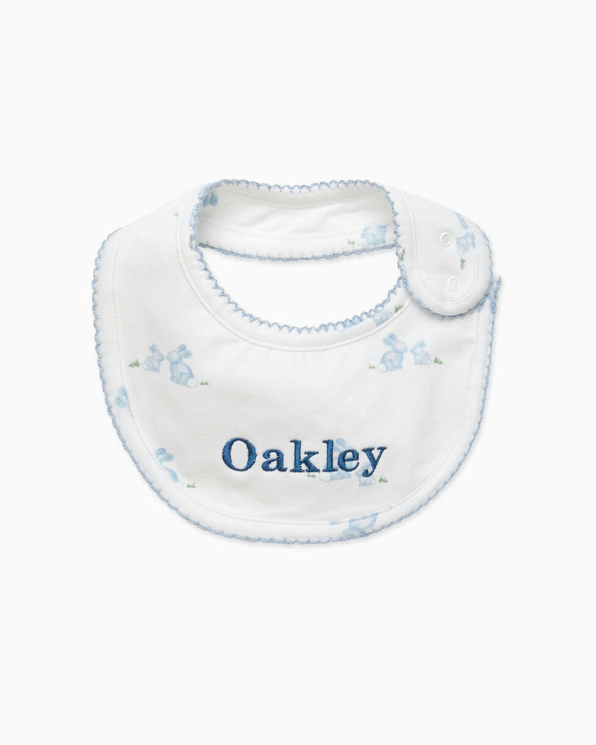 Baby Bib in Pale Blue Bunny