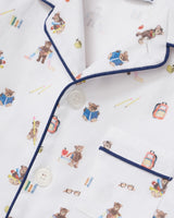 Kid's Twill Pajama Short Set in Teddy Goes To School