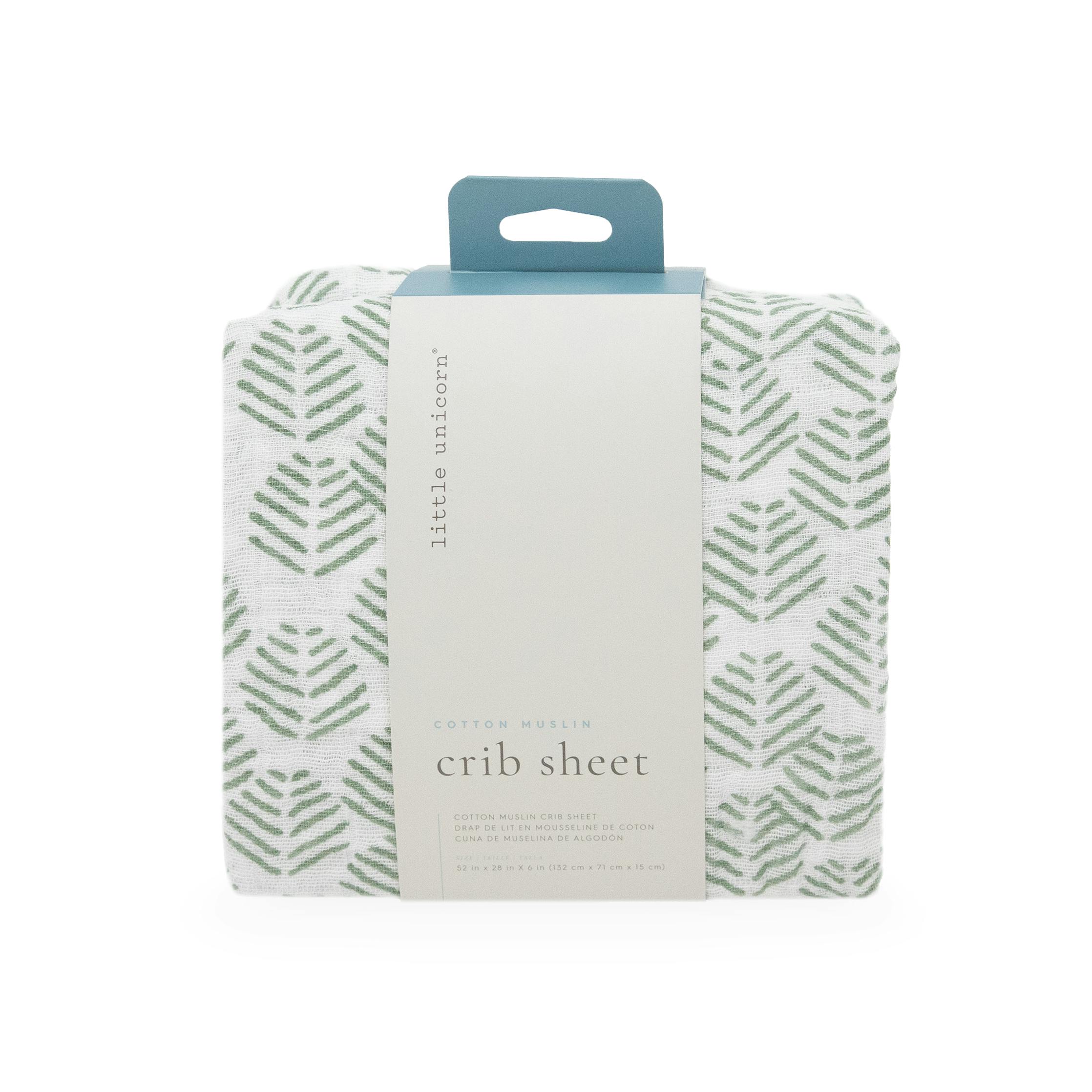 Cotton Muslin Crib Sheet - Leaf Motif