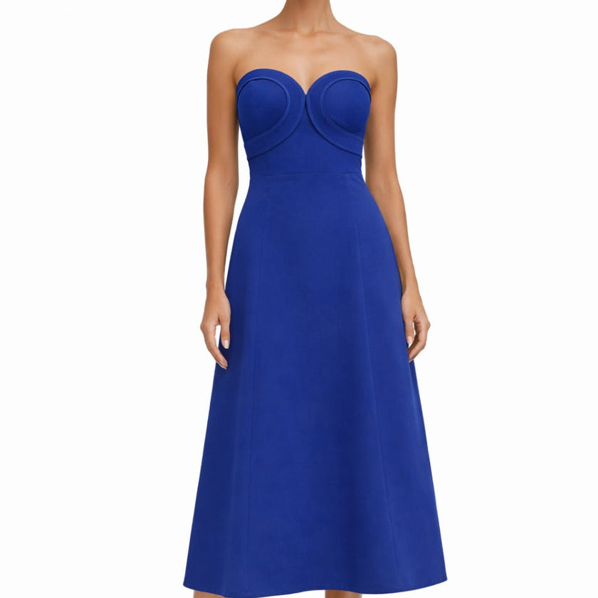 Hayden Royal Blue Strapless Midi Dress