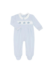 Blue Pumpkin Patch Embroidered Footie