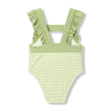 Green Gingham Ruffle Square Neck Swimsuit