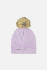 Jersey Hat With Pompom Lavender