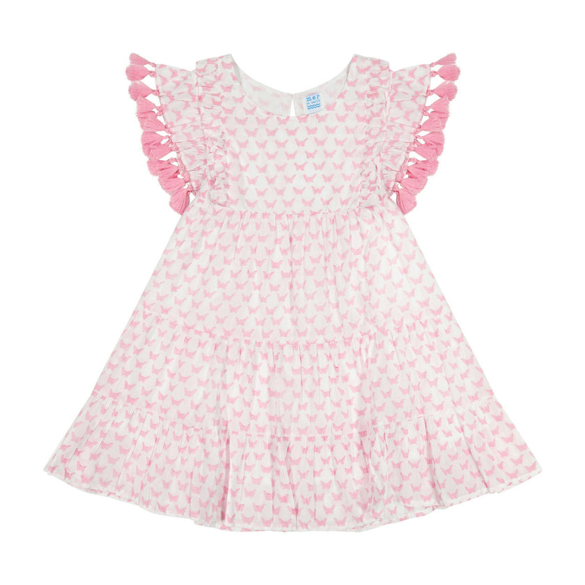 Sophie Girls Tassel Dress Pink Butterfly, Pink Butterfly
