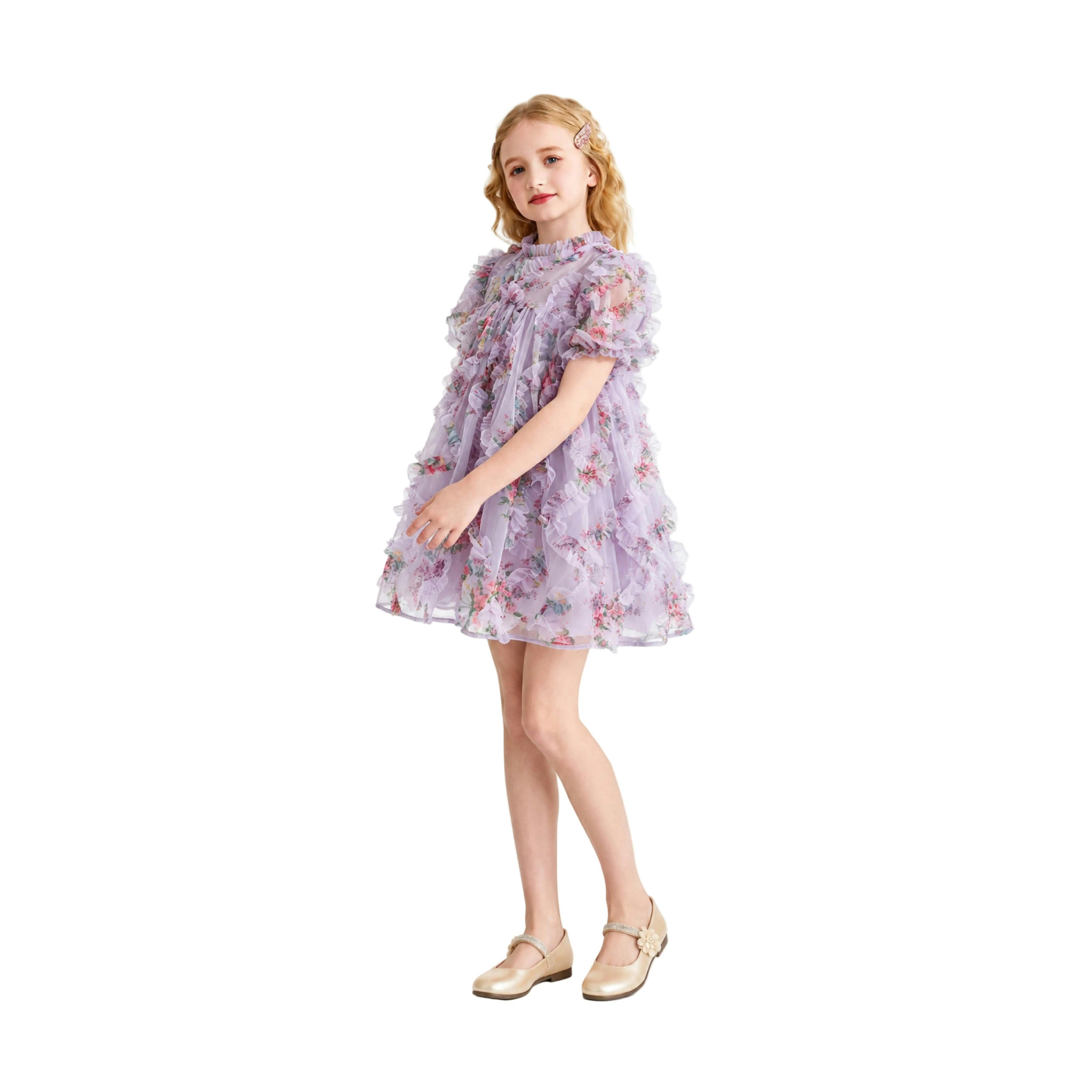 Lavender Garden Ruffle Occasion Dress