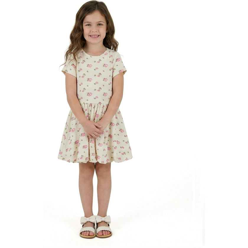 Girls Knit Seersucker Bubble Dress | Blush Floral