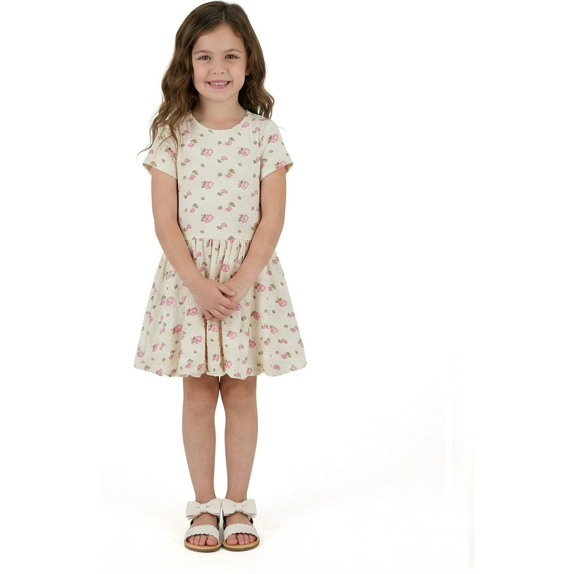 Girls Knit Seersucker Bubble Dress | Blush Floral