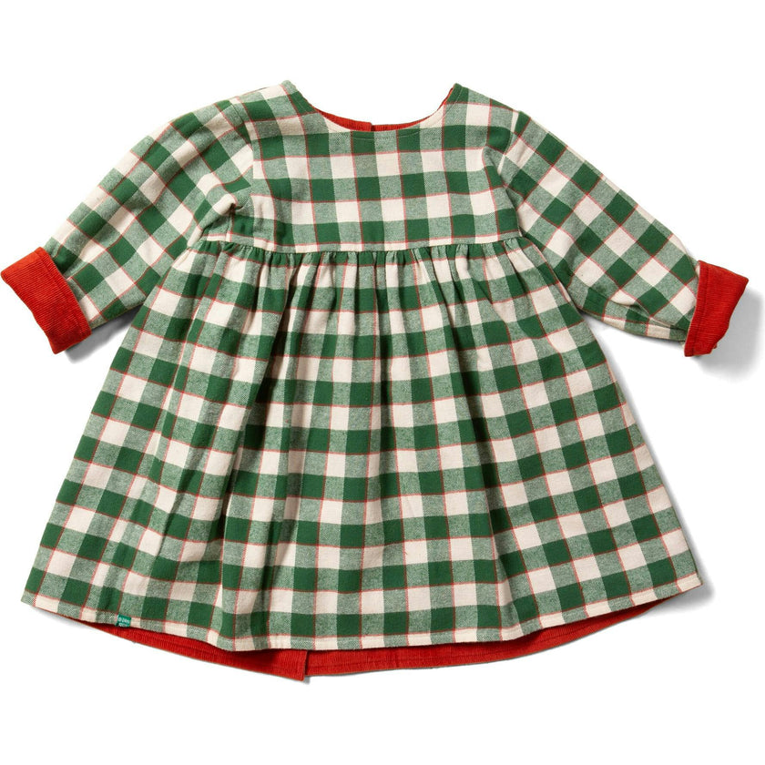 Day After Day Corduroy Reversible Long Sleeve Pockets Dress, Red