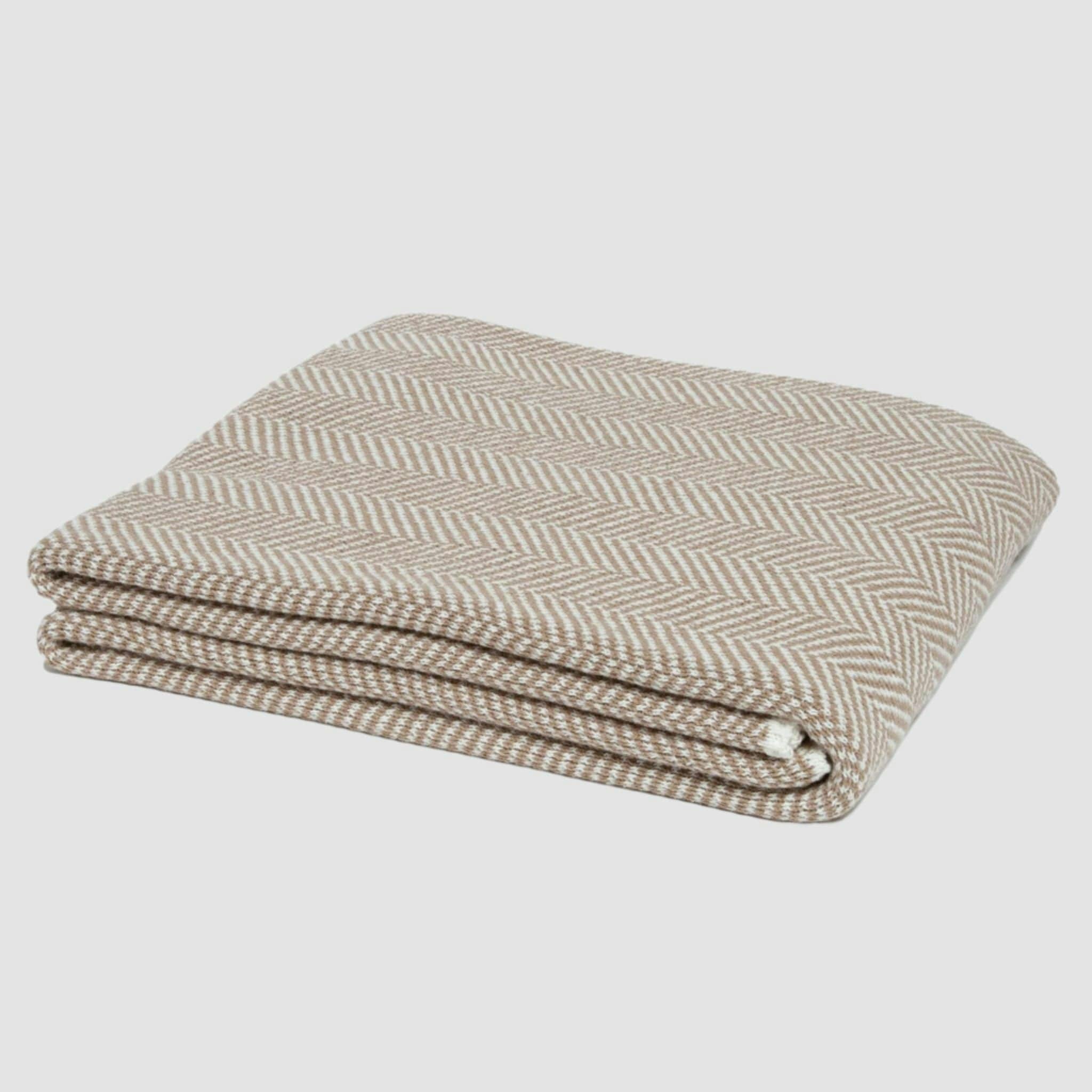 Cotton Sustainable Knit Throw Blanket - Herringbone