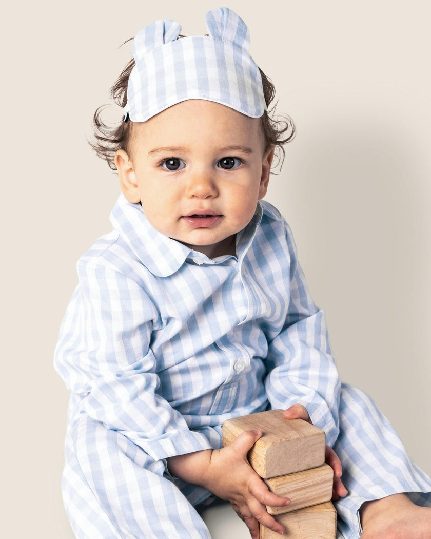Baby's Twill Classic Romper in Light Blue Gingham