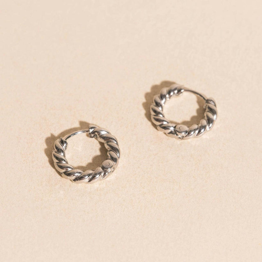 Rope Chunky Rounded Huggie Hoop Earrings