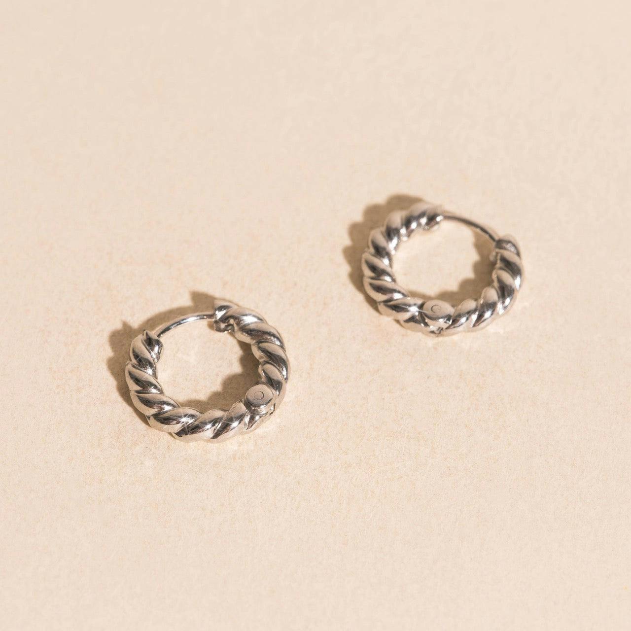 Rope Chunky Rounded Huggie Hoop Earrings