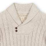 Organic Shawl Collar Cable Sweater