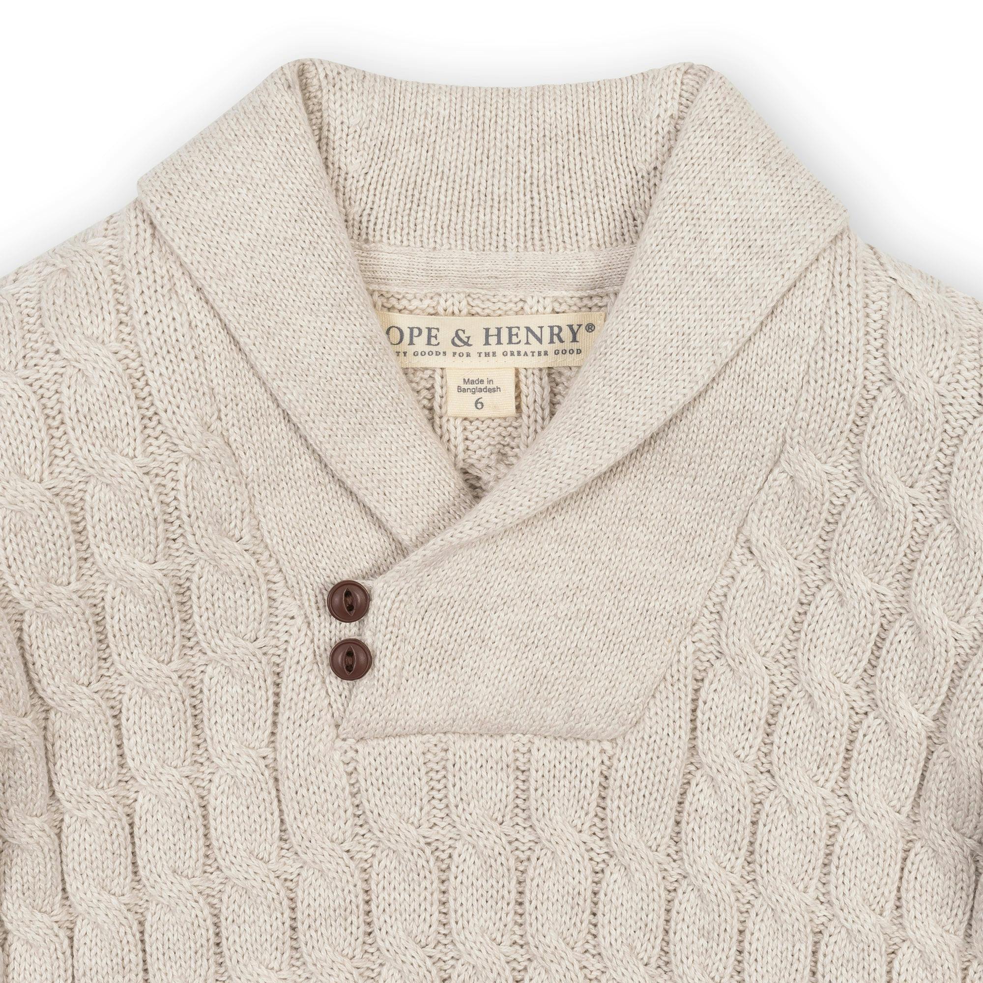 Organic Shawl Collar Cable Sweater