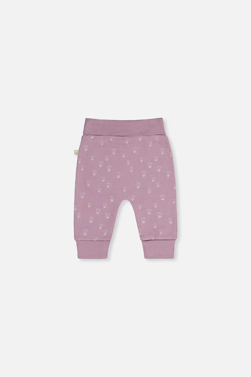 Organic Cotton Evolutive Pants Purple Floral Print