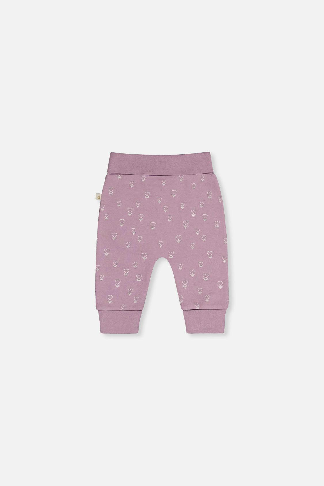 Organic Cotton Evolutive Pants Purple Floral Print