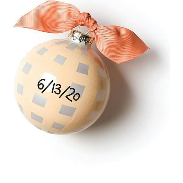 Welcome Baby Girl Gingham Glass Ornament