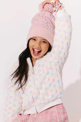 Pastel Bows Fuzzy Bomber