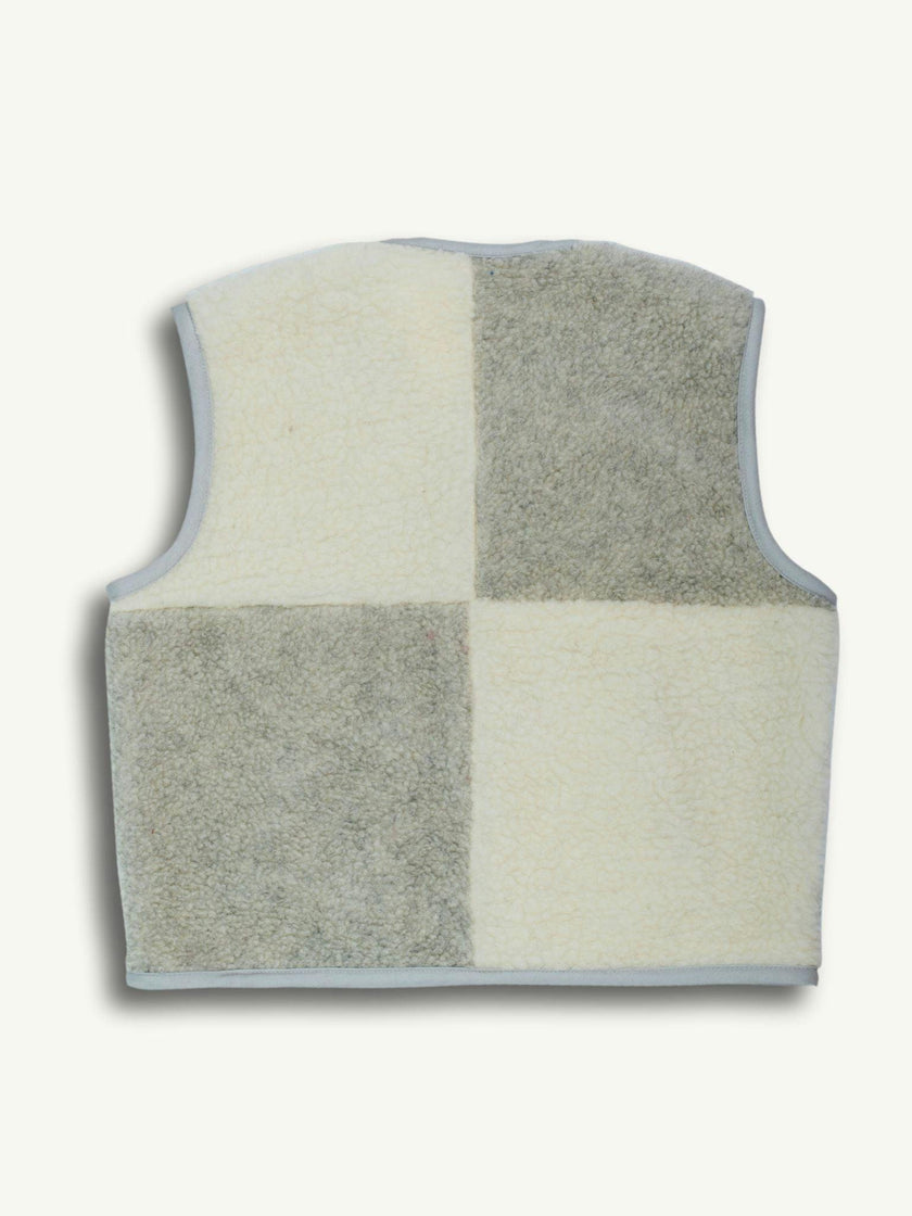children's merino wool vest - cream & grey