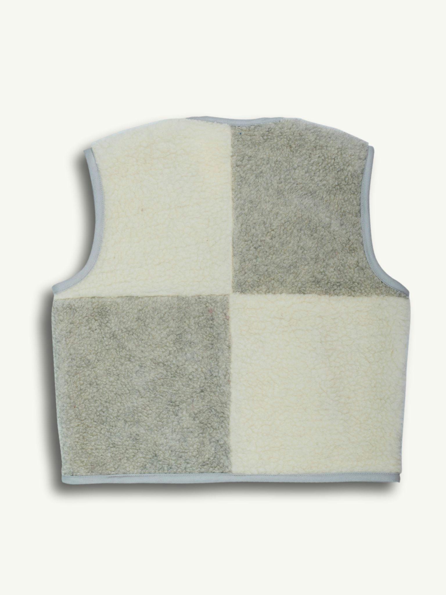 children's merino wool vest - cream & grey