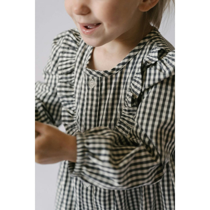 Indigo Gingham Dress, Blue