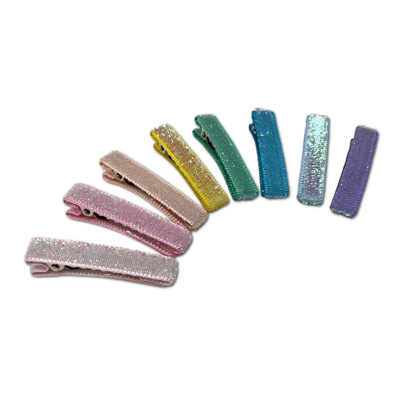 Glitter Velvet Alligator Bar Clips Bundle Set