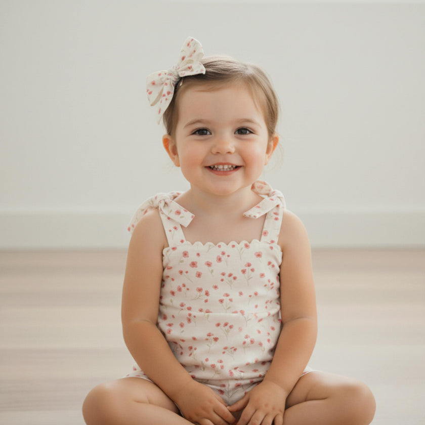Organic Hair Bow Clip - Pink Bloom