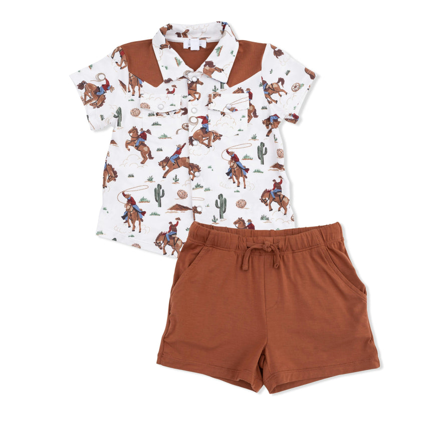 Buckaroo Western - Short Sleeve Western Pearl Snap Shirt with Casual Short