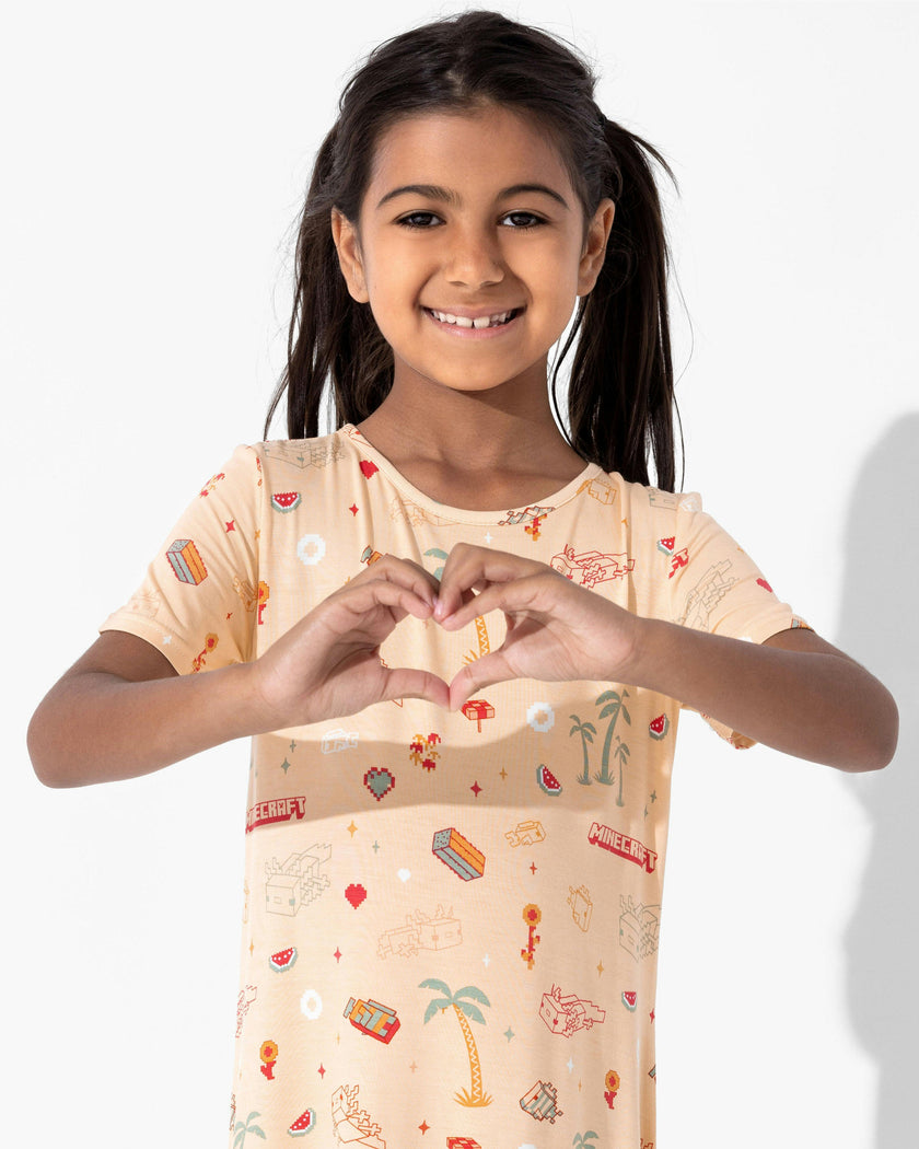 Minecraft: Summer Vibes Bamboo Girls' Short Sleeve Dress