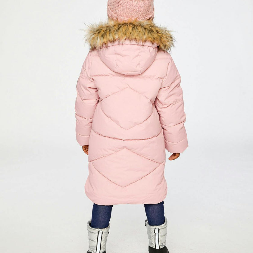 Long Winter Puffer Coat Pale Dusty Pink