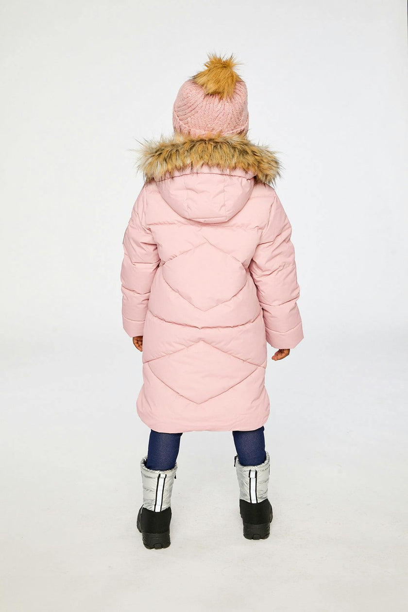 Long Winter Puffer Coat Pale Dusty Pink