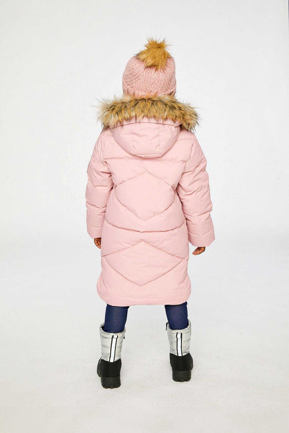 Long Winter Puffer Coat Pale Dusty Pink