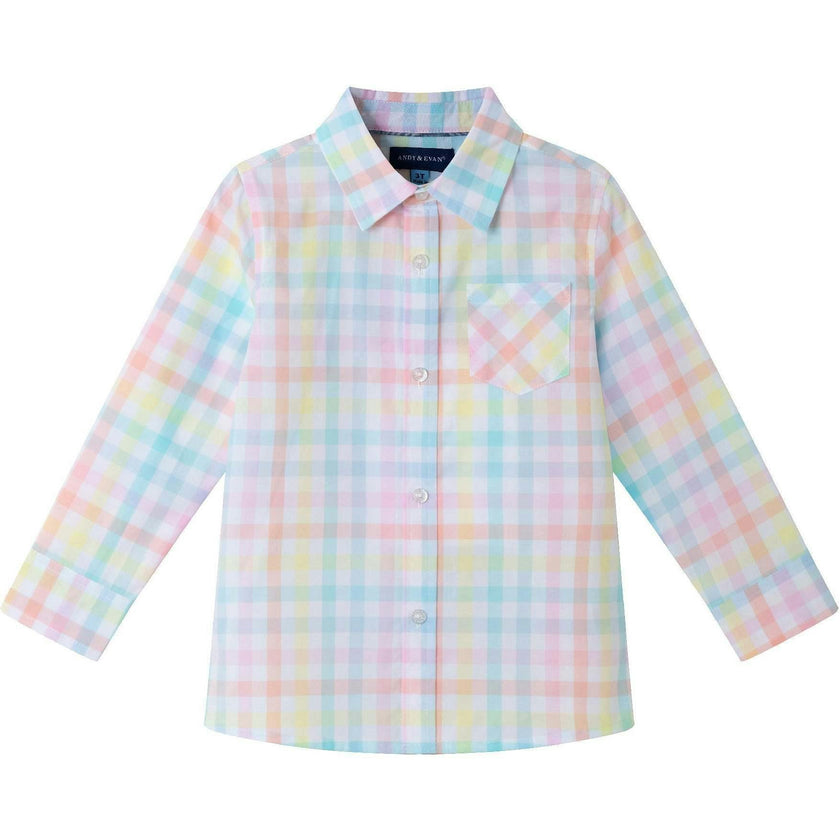 Kids Bright Pastel Multi Check Buttondown