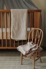 Mauve Solids + Gingham QUILTED 6 Layer Gauze Blanket