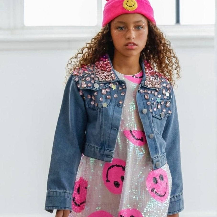 Pinkie Happy Emoji Short Puff Sleeve Dress