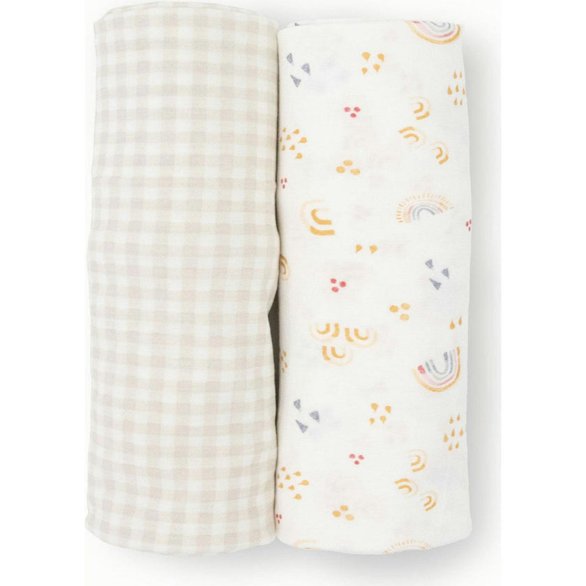 Stretch Knit Swaddle Blanket 2 Pack - Rainbows