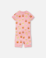 Organic Cotton Two-Piece Pajamas Set Pink Cupcake Print