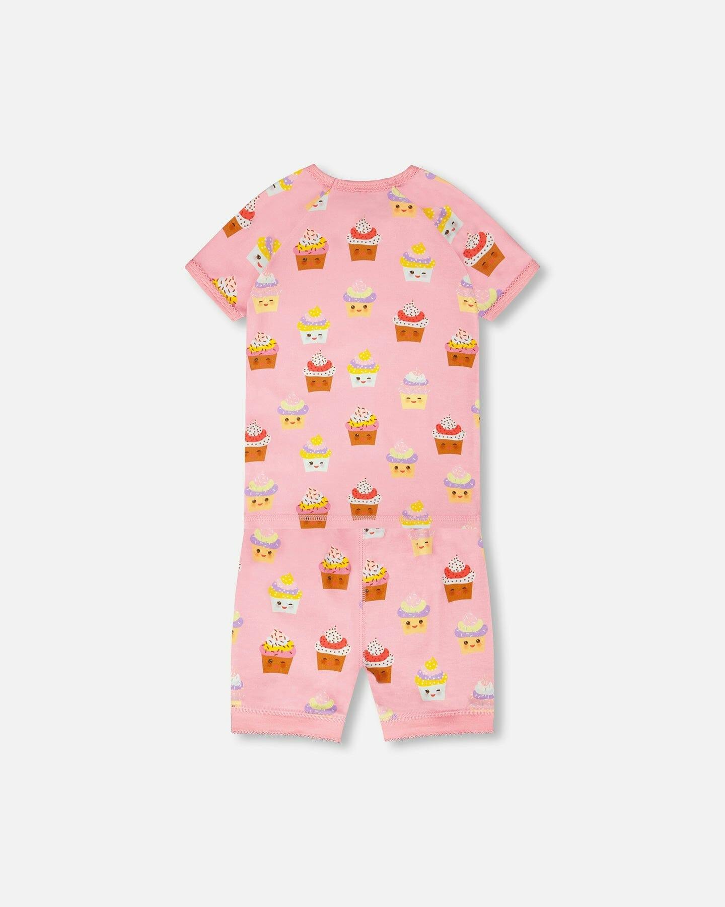 Organic Cotton Two-Piece Pajamas Set Pink Cupcake Print