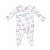 Golf Carts Pink - 2 Way Ruffle Back Zipper Footie