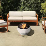 21" Outdoor Round Stone Wood Burning Fire Pit with Faux Concrete Base