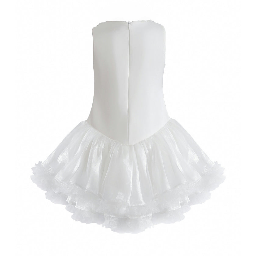 White Arabella Floral Tulle Dress