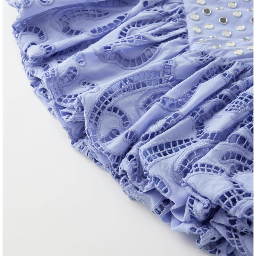Luciana Embroidered Bubble Mini Skirt