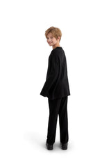 Jet Black Three-Button Henley Top
