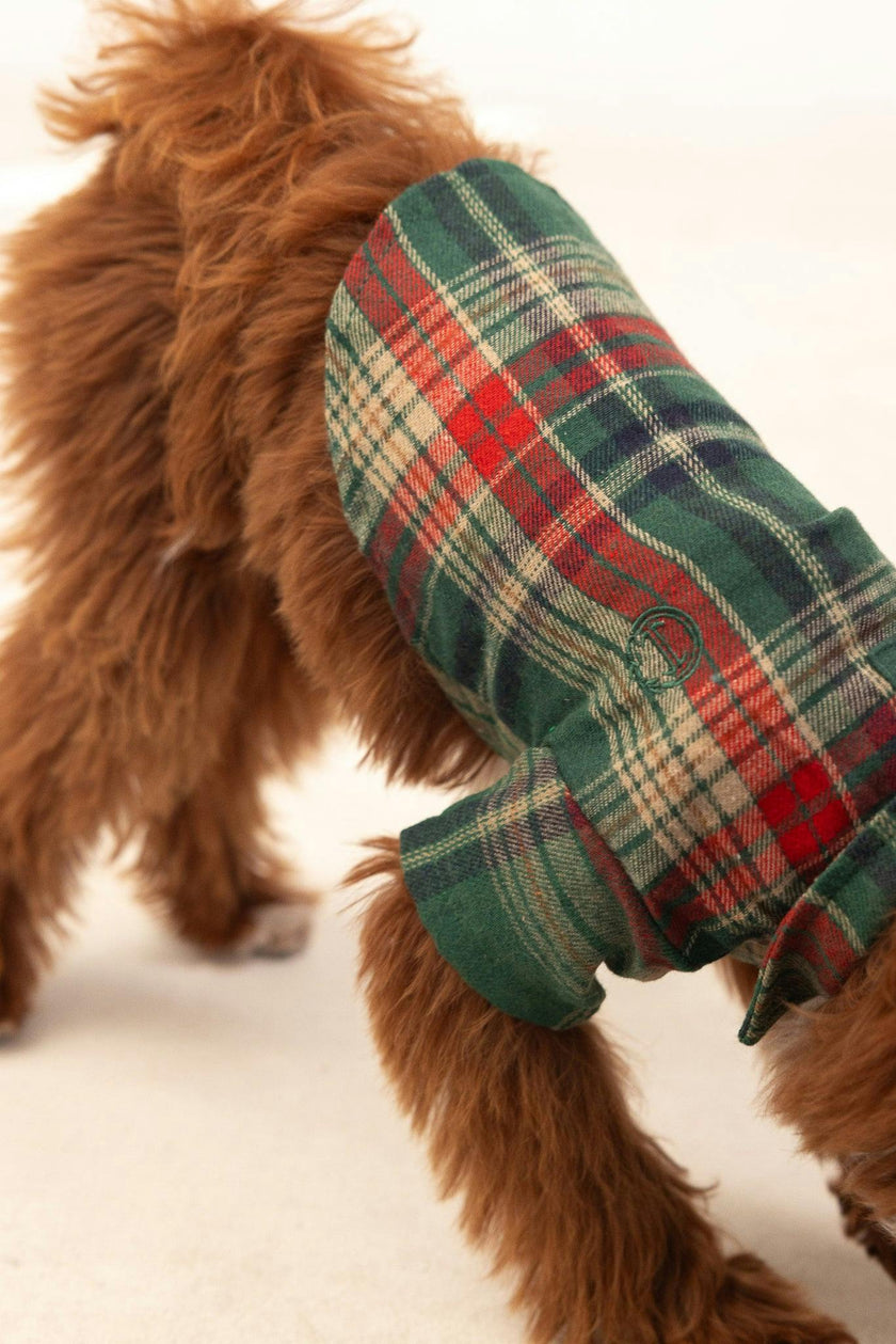 Green Plaid Dog Shirt