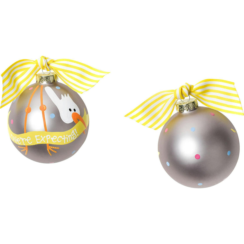 We're Expecting Glass Ornament
