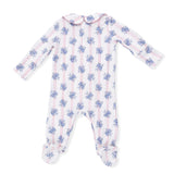 Stripe Dot Roses - Smocked Peter Pan Snap Footie