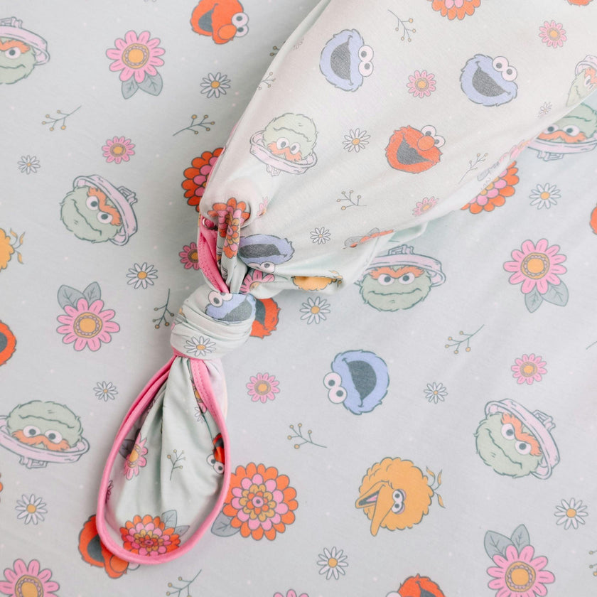 Newborn Knotted Gown - Sesame Street Retro Floral