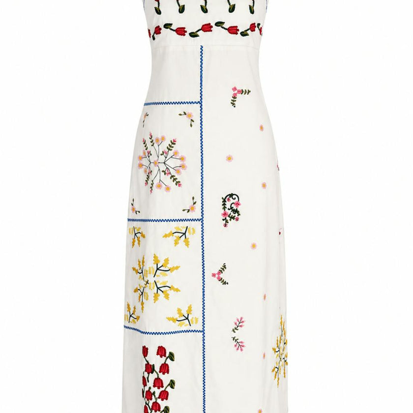 Jade Garden Embroidery Midi Dress