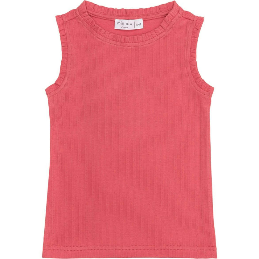 Girls Poppy Red Ruffle Pointelle Tank