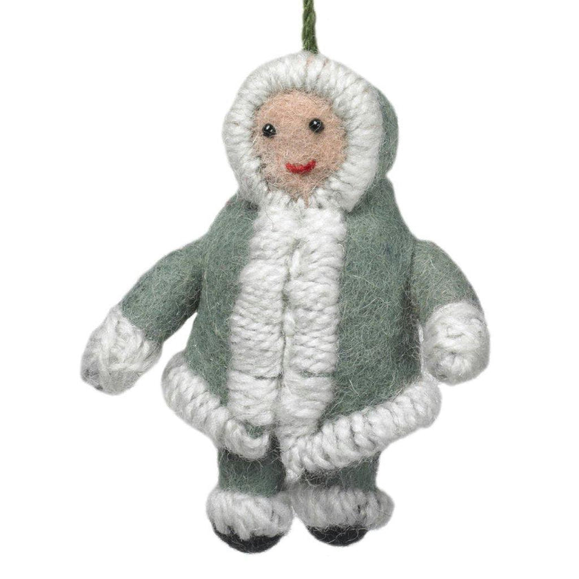 Handmade Felt Snowsuit Gal Christmas Ornament - Gray